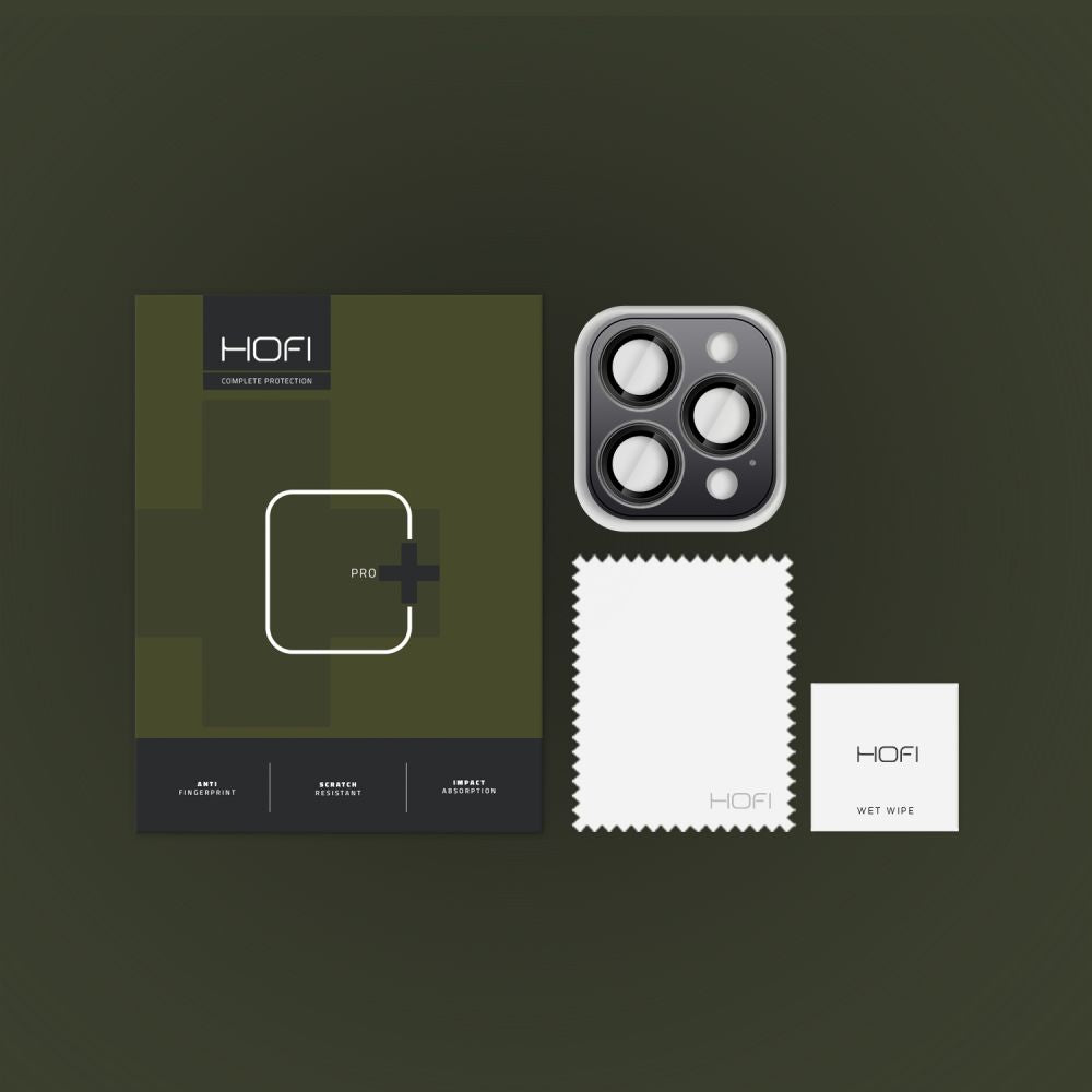 Ochranná fólie na zadní kameru HOFI CamRing PRO+ pro Apple iPhone 16 Pro Max / 16 Pro, Tvrzené sklo, Černá