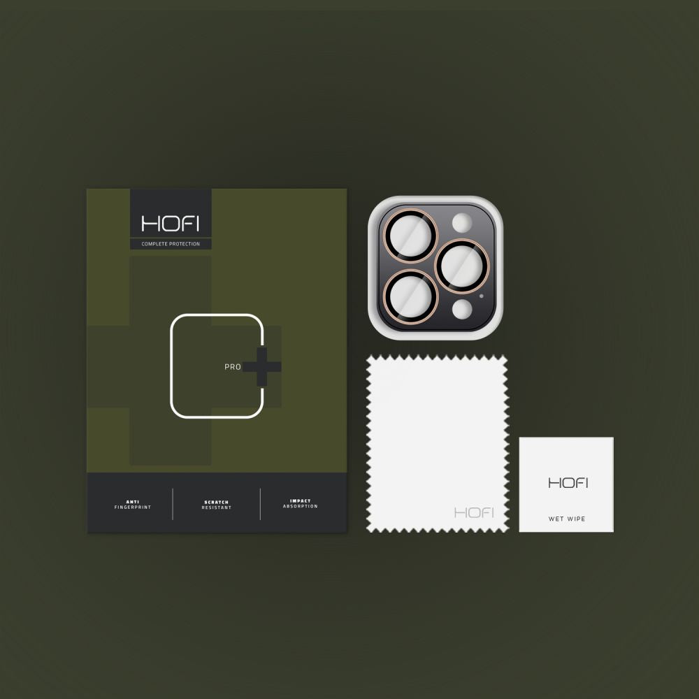 Ochranná fólie na zadní kameru HOFI CamRing PRO+ pro Apple iPhone 17 Pro / 16 Pro Max / 16 Pro, Tvrzené sklo, Zlatá