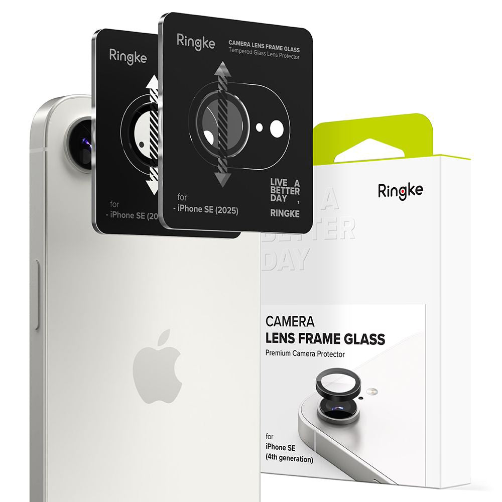 Ochranná fólie Ringke na zadní kameru pro Apple iPhone 17e / 16e, Tvrzené sklo, Sada 2 kusy, Černá