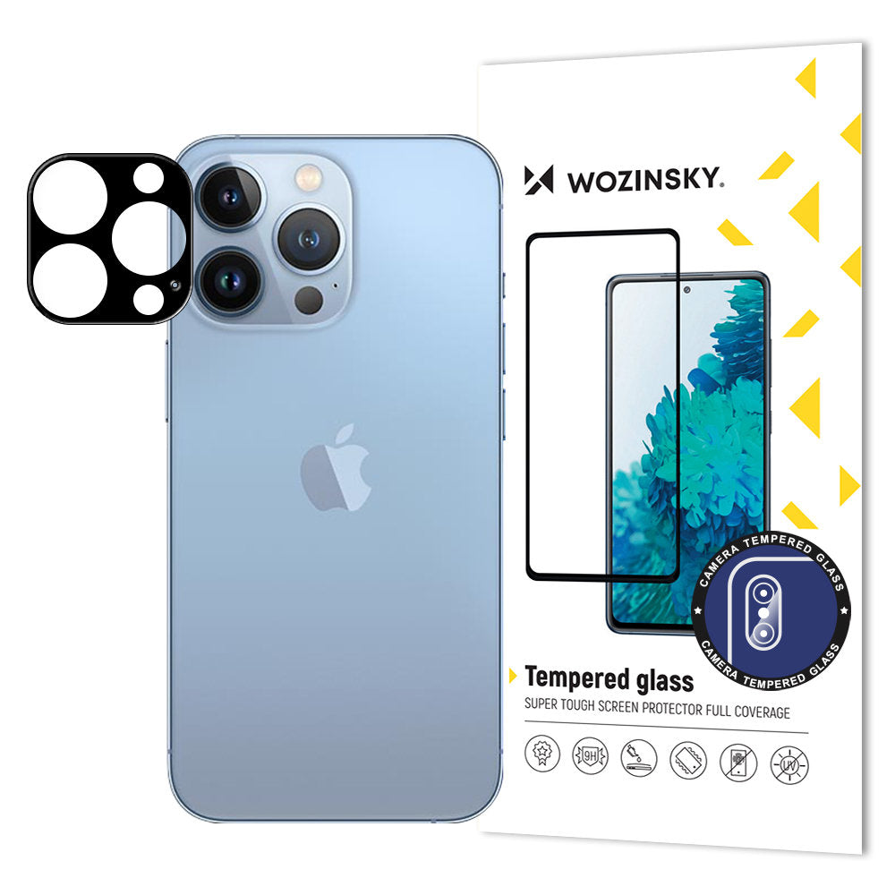 Ochranná fólie WZK na zadní kameru pro Apple iPhone 15 Pro Max, Tvrzené sklo, Černá