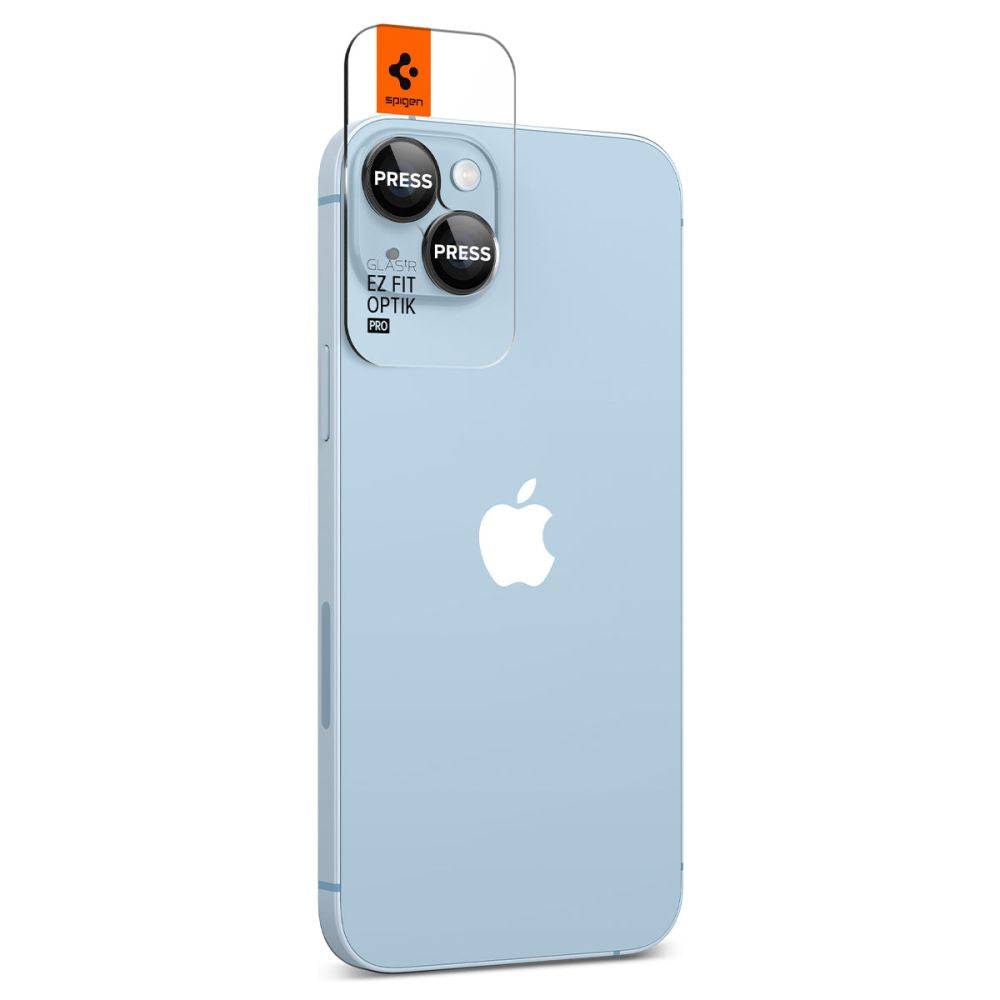Ochranná fólie na zadní kameru Spigen GlastR EZ FIT Optik Pro pro Apple iPhone 15 Plus / 15, Tvrzené sklo, Sada 2 kusy, Černá AGL05213