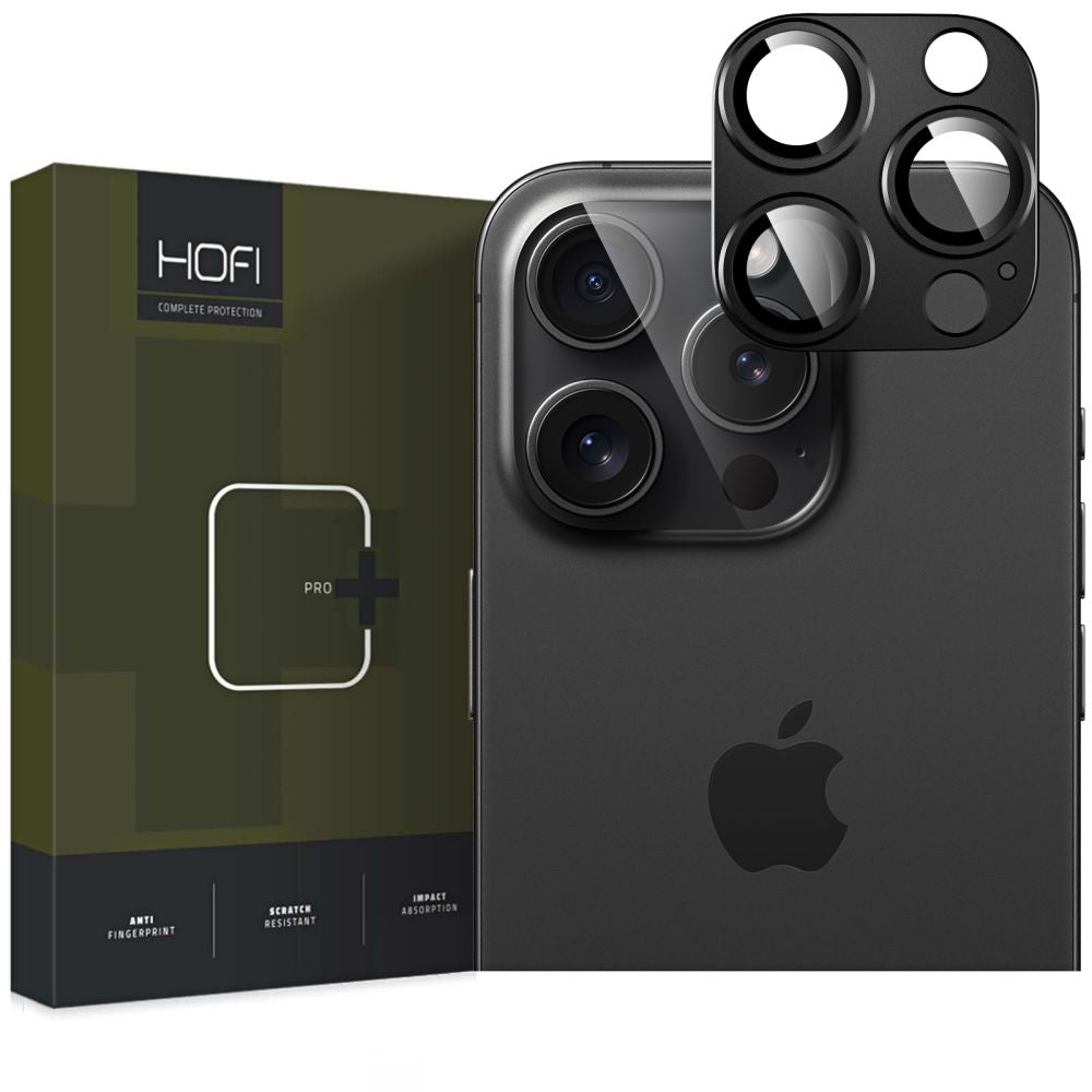 Ochranná fólie na zadní kameru HOFI Fullcam pro Apple iPhone 16 Pro Max / 16 Pro, Tvrzené sklo, Černá