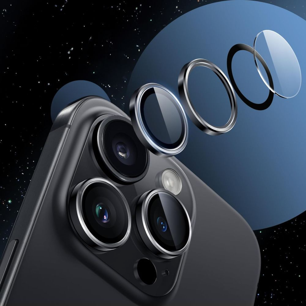 Ochranná fólie na zadní kameru Tech-Protect CamRing Fit+ pro Apple iPhone 17, Zpevněné sklo, Průhledná