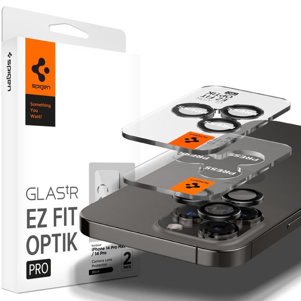 Ochranná fólie na zadní kameru Spigen GlastR EZ FIT Optik Pro pro Apple iPhone 17 Pro Max, Tvrzené sklo, Sada 2 kusy, Černá AGL05205
