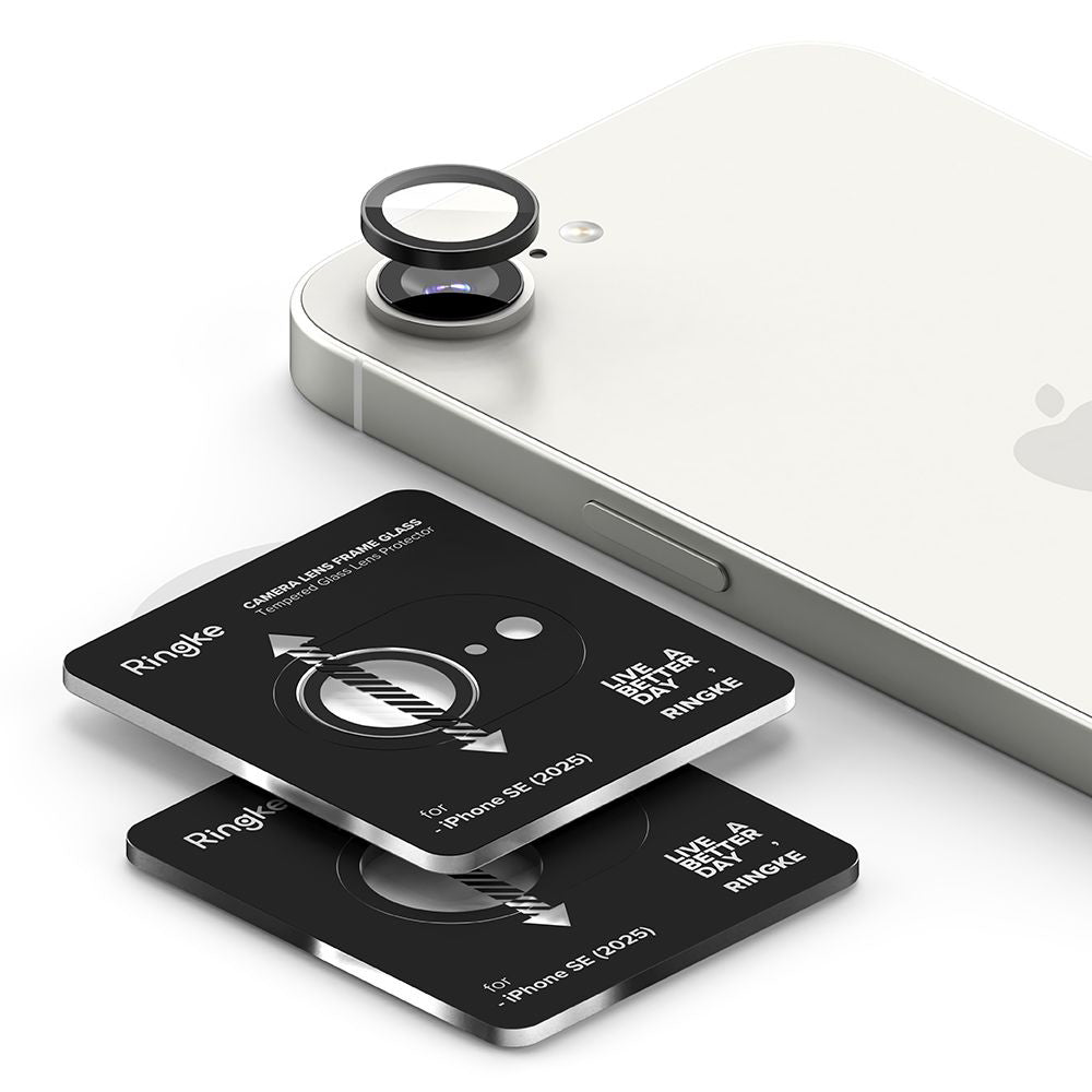 Ochranná fólie Ringke na zadní kameru pro Apple iPhone 17e / 16e, Tvrzené sklo, Sada 2 kusy, Černá