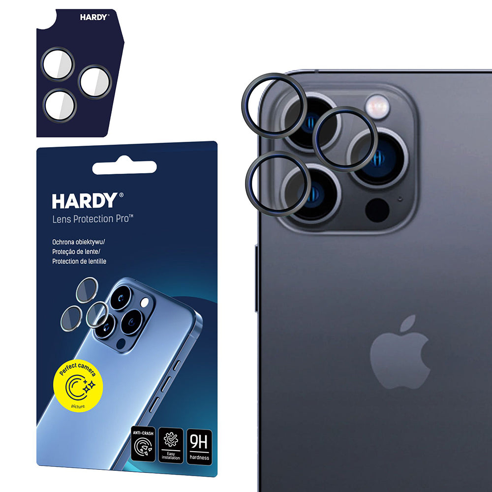 Ochranná fólie zadní kamery 3MK Hardy Protection Pro pro Apple iPhone 16 Pro Max / 16 Pro, tvrzené sklo, černá