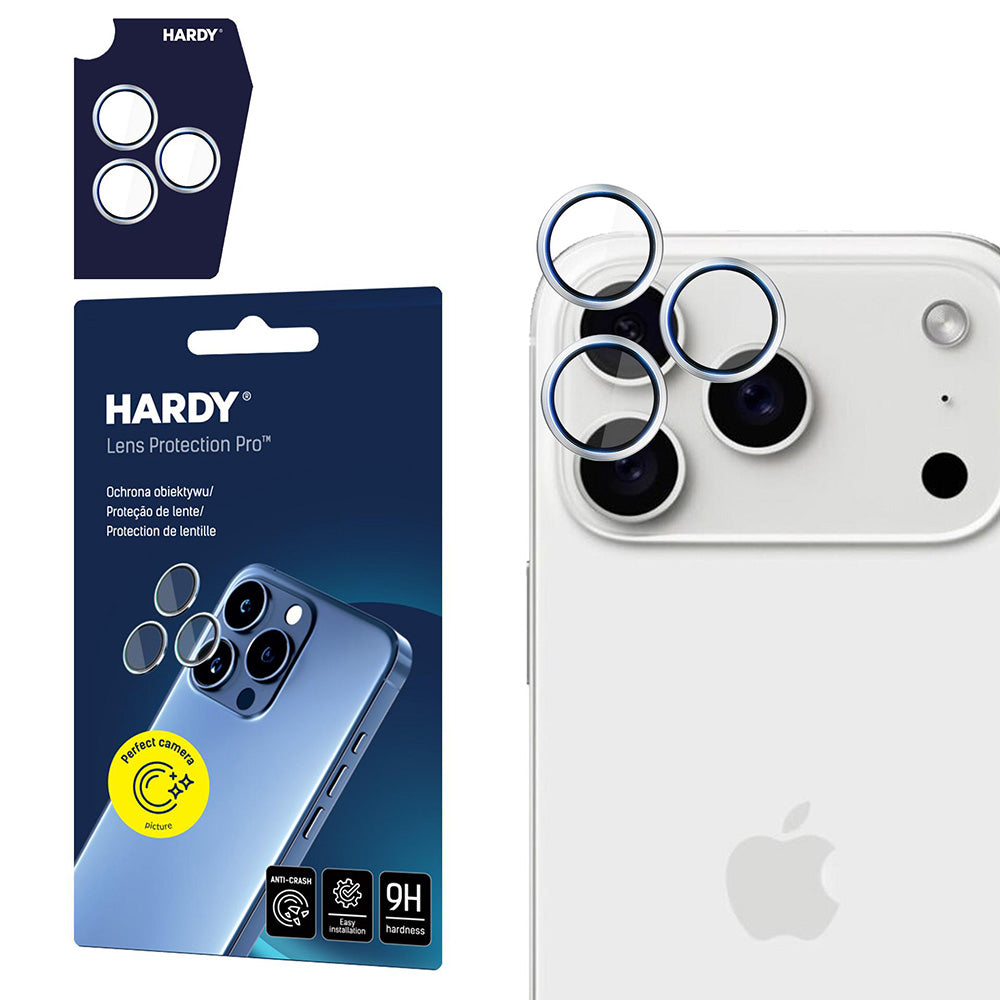 Ochranná fólie 3MK Hardy Protection Pro na zadní kameru pro Apple iPhone 17 Pro Max / 17 Pro, Tvrzené sklo, Stříbrná