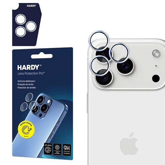 Ochranná fólie 3MK Hardy Protection Pro na zadní kameru pro Apple iPhone 17 Pro Max / 17 Pro, Tvrzené sklo, Stříbrná