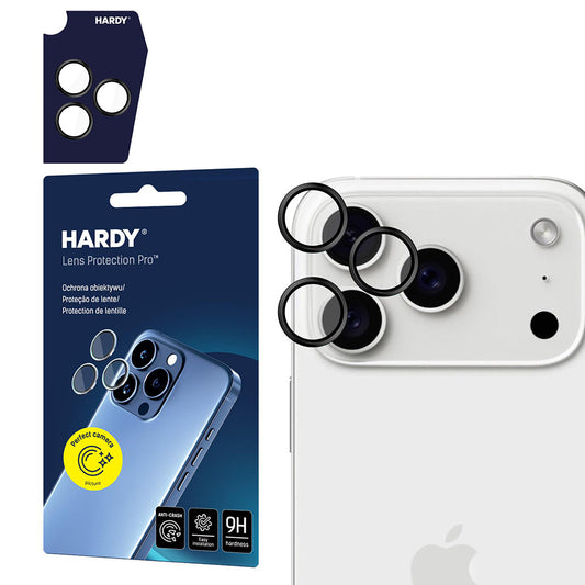 Ochranná fólie 3MK Hardy Protection Pro na zadní kameru pro Apple iPhone 17 Pro Max / 17 Pro, Tvrzené sklo, Černá