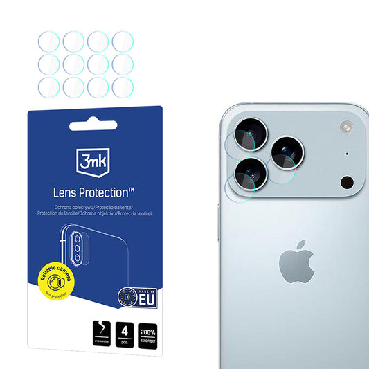 Ochranná fólie 3MK Protection na zadní kameru pro Apple iPhone 17 Pro Max, Tvrzené sklo, Sada 4 kusů, Průhledná