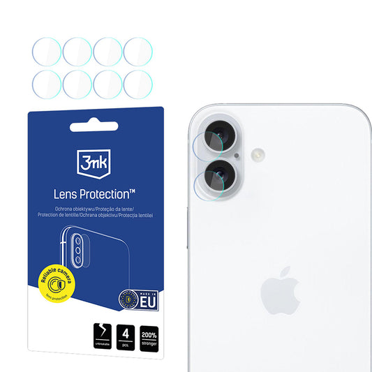 Ochranná fólie na zadní kameru 3MK Protection pro Apple iPhone 17, Tvrzené sklo, Sada 4 kusů, Průhledná
