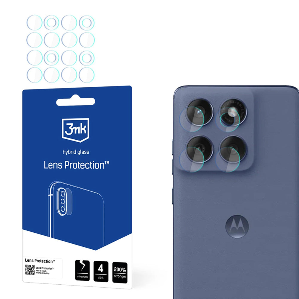 Ochranná fólie na zadní kameru 3MK Protection pro Motorola Edge 60 Fusion, flexibilní sklo, sada 4 kusů, průhledná