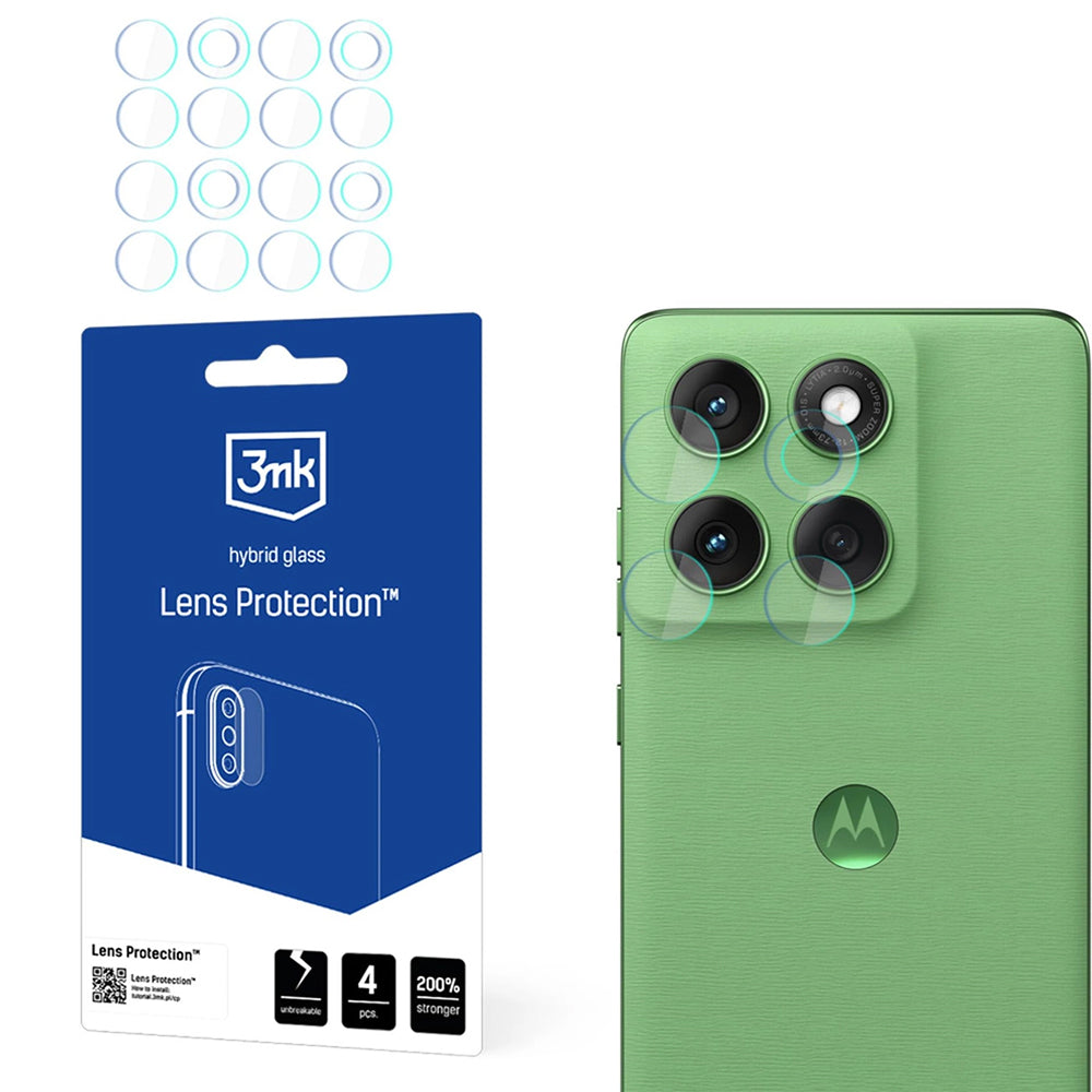 Ochranná fólie na zadní kameru 3MK Protection pro Motorola Edge 60, flexibilní sklo, sada 4 kusů, průhledná