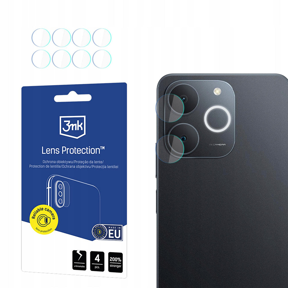Ochranná fólie na zadní kameru 3MK Protection pro Realme Note 70T, Tvrzené sklo, Sada 4 kusů, Průhledná