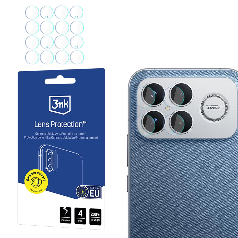 Ochranná fólie 3MK Protection na zadní kameru pro Xiaomi Poco F8 Ultra, Tvrzené sklo, Sada 4 kusů, Průhledná