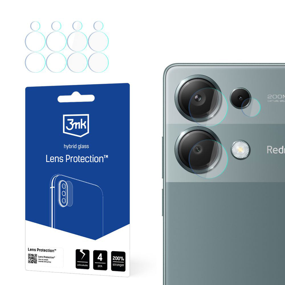 Ochranná fólie na zadní kameru 3MK Protection pro Xiaomi Redmi Note 13 Pro 4G, flexibilní sklo, sada 4 kusů, průhledná