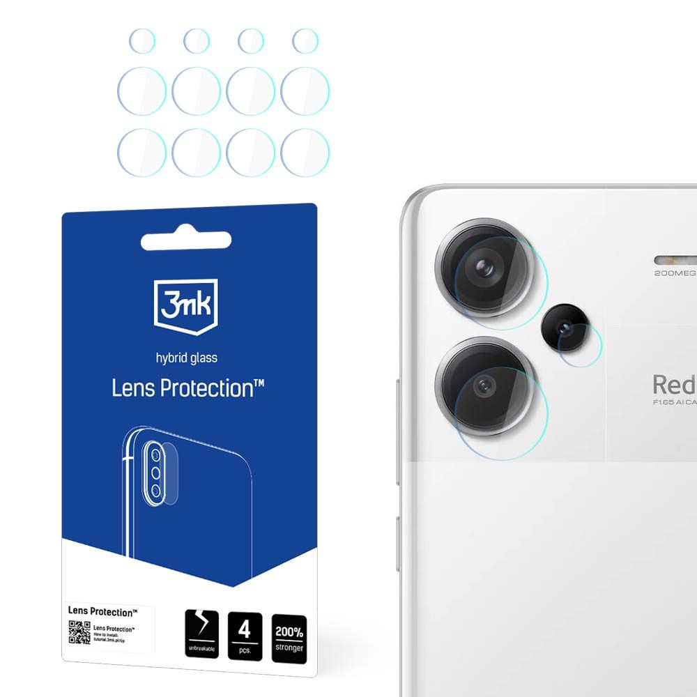 Ochranná fólie na zadní kameru 3MK Protection pro Xiaomi Redmi Note 13 Pro+, flexibilní sklo, sada 4 kusů, průhledná