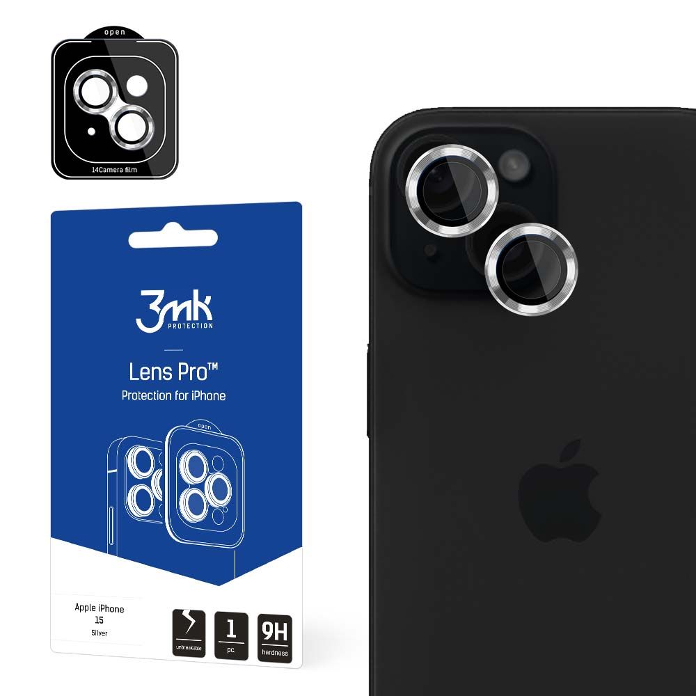 Ochranná fólie zadní kamery 3MK Protection Pro pro Apple iPhone 15, tvrzené sklo, stříbrná