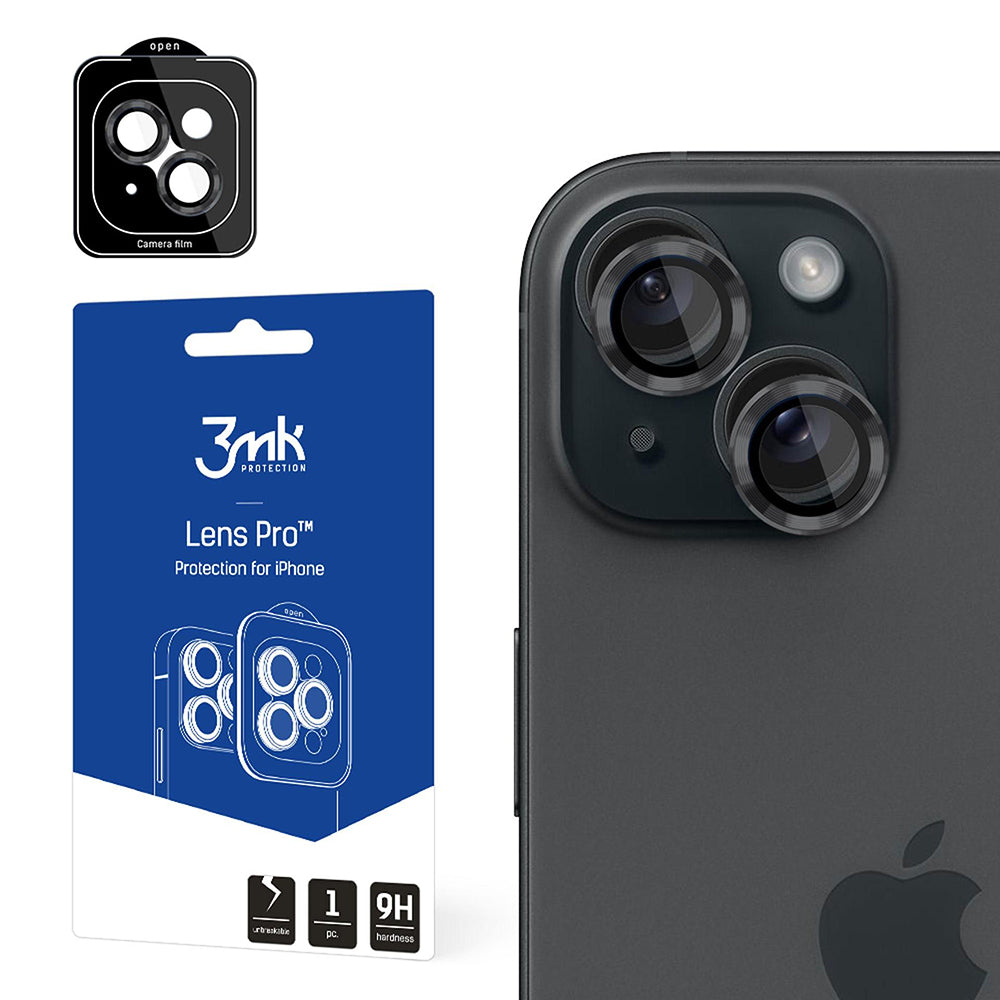 Ochranná fólie na zadní kameru 3MK Protection Pro pro Apple iPhone 15, tvrzené sklo, šedá