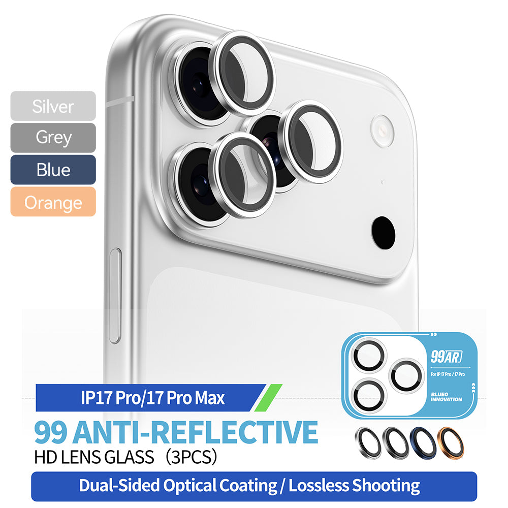 Ochranná fólie Blueo 99 Anti-Refective HD na zadní kameru pro Apple iPhone 17 Pro Max / 17 Pro, Tvrzené sklo, Tmavě modrá