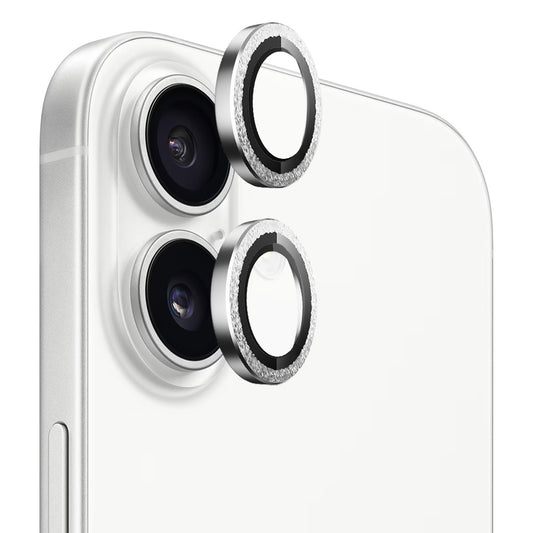 Ochranná fólie Blueo Glitter Diamond Metal Frame na zadní kameru pro Apple iPhone 17, Tvrzené sklo, Stříbrná