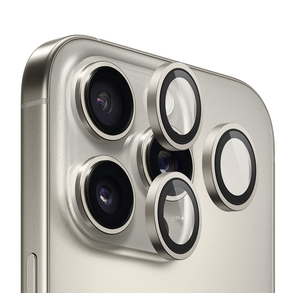 Ochranná fólie zadní kamery Blueo Metal Frame pro Apple iPhone 16 Pro Max / 16 Pro, tvrzené sklo, kovově šedá