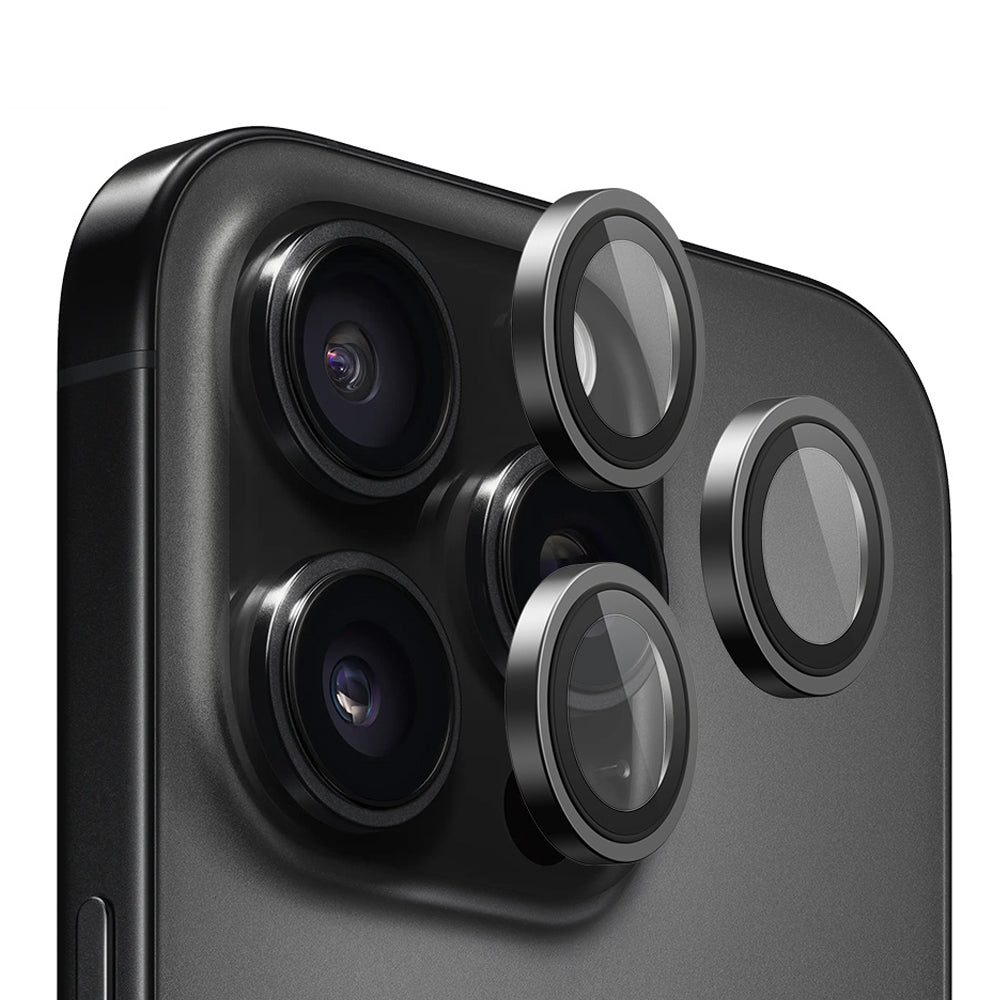 Ochranná fólie zadní kamery Blueo Metal Frame pro Apple iPhone 16 Pro Max / 16 Pro, tvrzené sklo, černá
