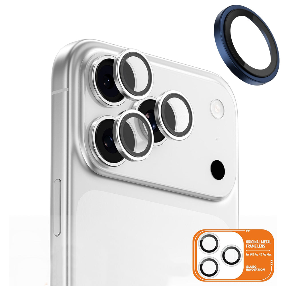 Ochranná fólie Blueo Metal Frame na zadní kameru pro Apple iPhone 17 Pro Max / 17 Pro, Tvrzené sklo, Tmavě modrá