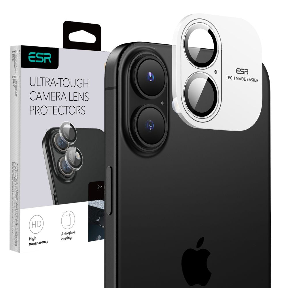 Ochranná fólie ESR Armorite na zadní kameru pro Apple iPhone 17 / 16 Plus / 16, Tvrzené sklo, Průhledná