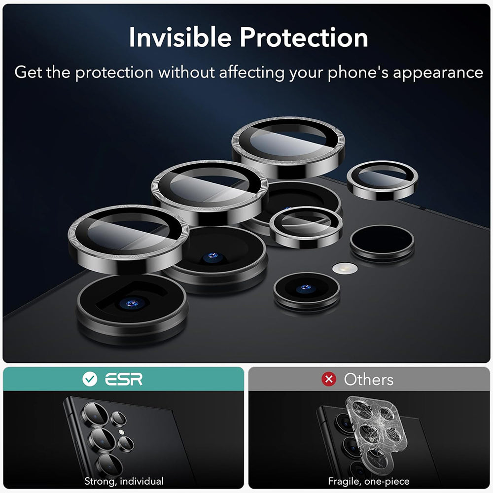 ESR Back Camera Protector for Samsung Galaxy S24 Ultra S928, Tempered Glass, Set of 2 pieces, Black