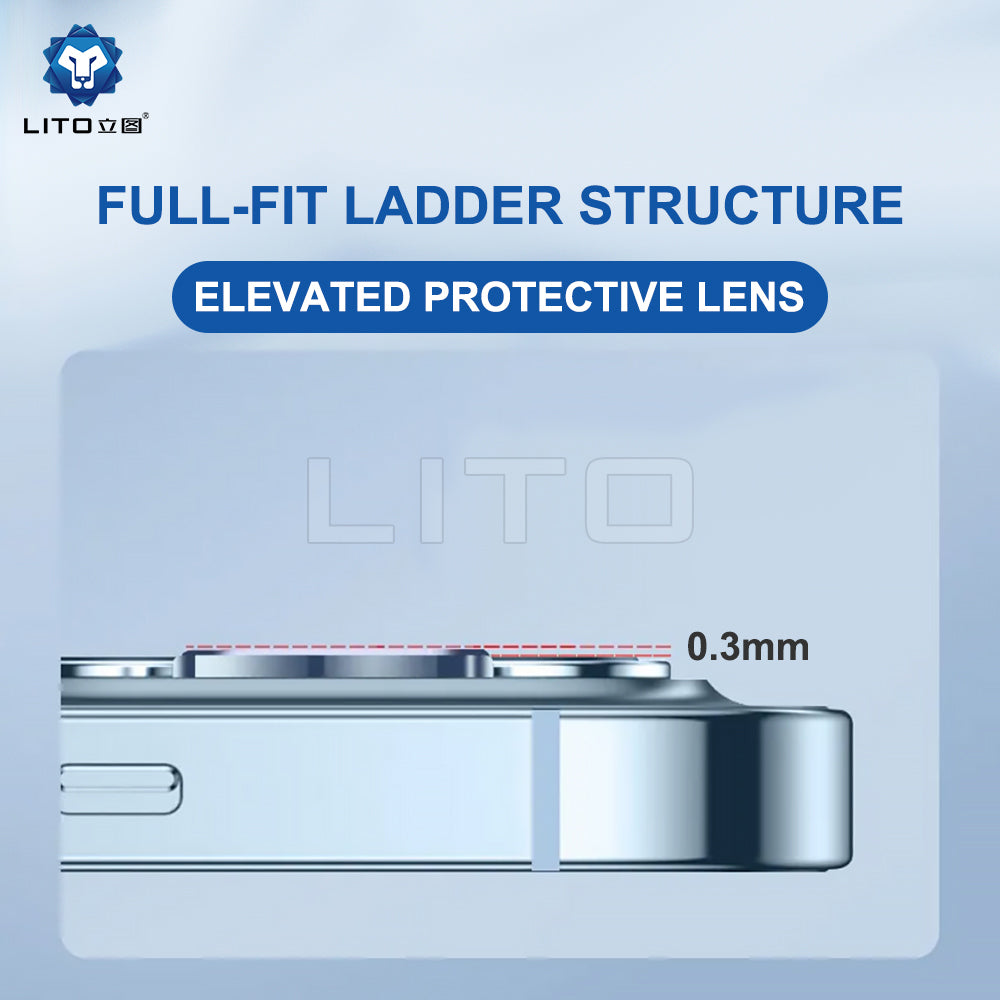 Lito S+ Rear Camera Protective Film for Apple iPhone 15 Pro Max / 15 Pro, Tempered Glass, Blue