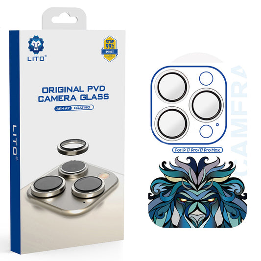 Ochranná fólie Lito Titanium AR na zadní kameru pro Apple iPhone 17 Pro Max / 17 Pro, Zpevněné sklo, Stříbrná