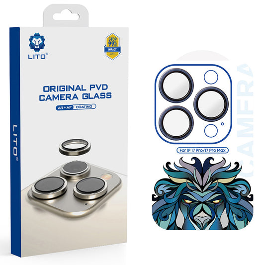 Ochranná fólie Lito Titanium AR na zadní kameru pro Apple iPhone 17 Pro Max / 17 Pro, Tvrzené sklo, Námořnická modř