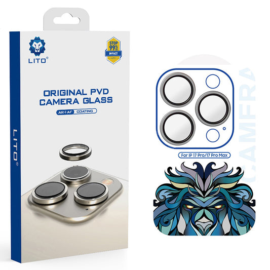 Ochranná fólie Lito Titanium AR na zadní kameru pro Apple iPhone 17 Pro Max / 17 Pro, Tvrzené sklo, Šedá