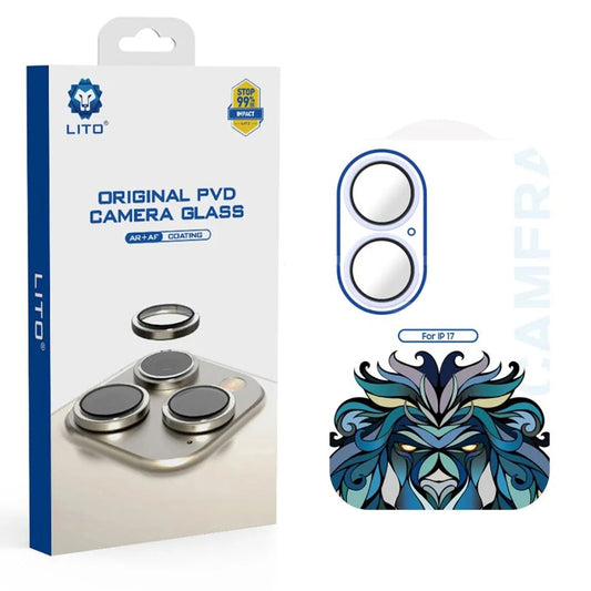 Ochranná fólie Lito Titanium AR na zadní kameru pro Apple iPhone 17, Tvrzené sklo, Modrá
