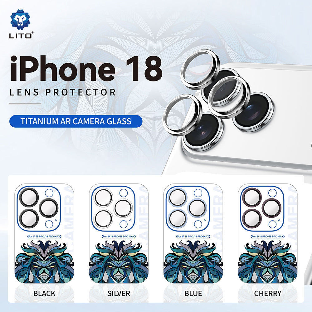 Ochranná fólie zadní kamery Lito Titanium AR pro Apple iPhone 18 Pro / 18 Pro Max, tvrzené sklo, černá