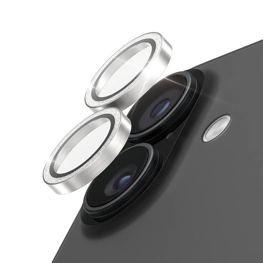 Ochranná fólie PanzerGlass Hoops Glitter na zadní kameru pro Apple iPhone 17 / 16 Plus / 16, Tvrzené sklo, Stříbrná