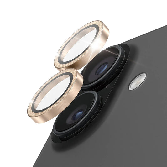 Ochranná fólie PanzerGlass Hoops Glitter na zadní kameru pro Apple iPhone 17 / 16 Plus / 16, Zpevněné sklo, Zlatá