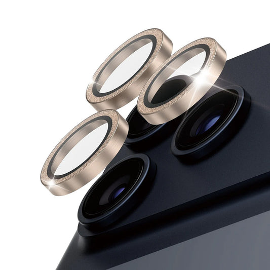 Ochranná fólie na zadní kameru PanzerGlass Hoops Glitter pro Apple iPhone 17 Pro Max / 17 Pro / 16 Pro Max / 16 Pro, Tvrzené sklo, Zlatá