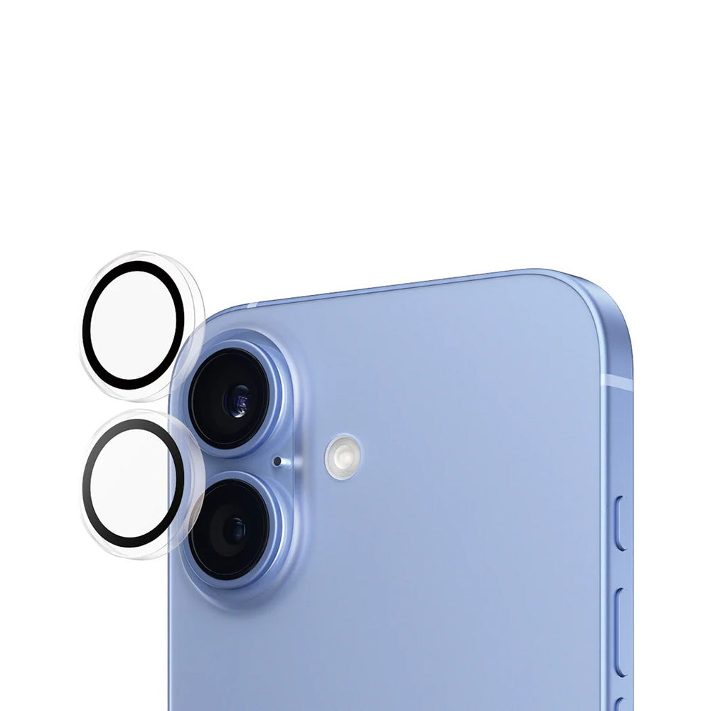 Ochranná fólie PanzerGlass Hoops na zadní kameru pro Apple iPhone 16 Plus / 16, Zpevněné sklo, Průhledná