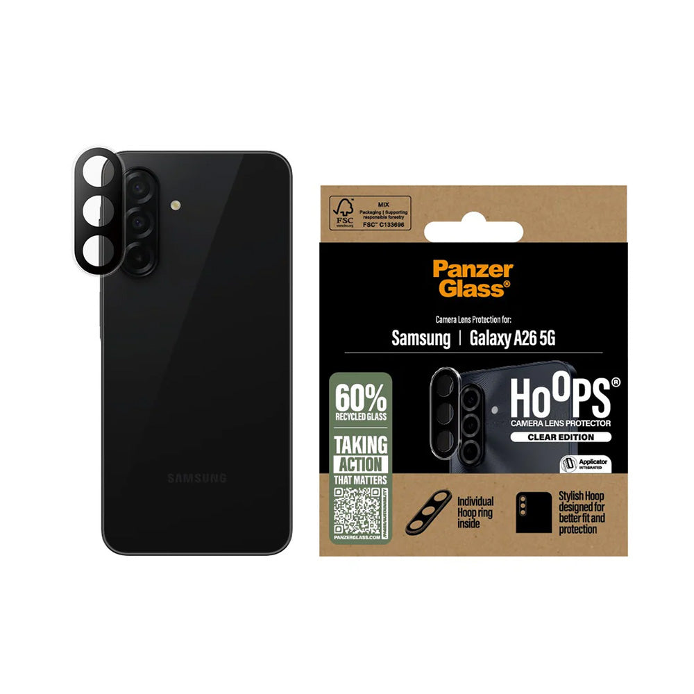Ochranná fólie PanzerGlass Hoops na zadní kameru pro Samsung Galaxy A26 A266, Tvrzené sklo, Průhledná