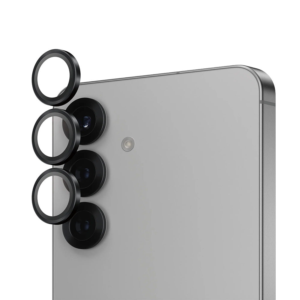 Ochranná fólie PanzerGlass Hoops na zadní kameru pro Samsung Galaxy S25 S931, Tvrzené sklo, Černá.