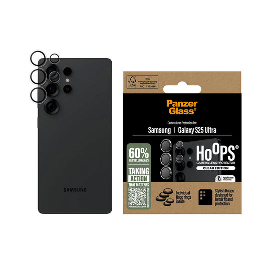 Ochranná fólie PanzerGlass Hoops na zadní kameru pro Samsung Galaxy S25 Ultra S938, Zpevněné sklo, Průhledná