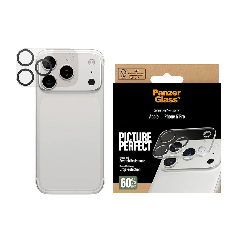 Ochranná fólie na zadní kameru PanzerGlass PicturePerfect pro Apple iPhone 17 Pro, Tvrzené sklo, Průhledná
