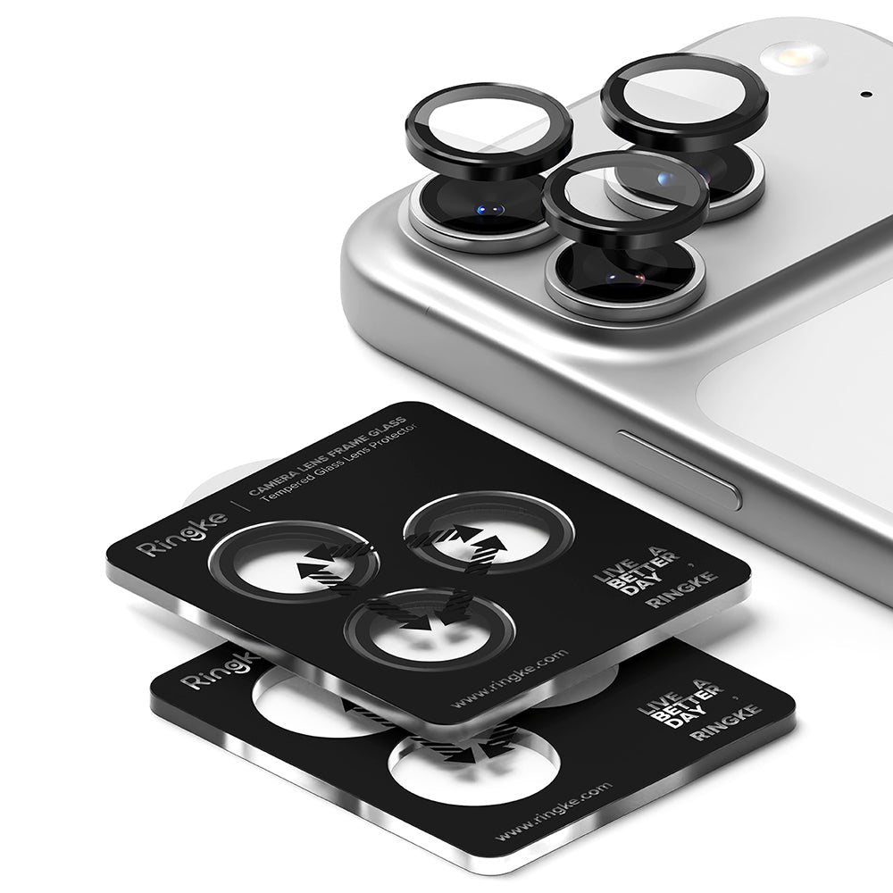 Ochranná fólie Ringke na zadní kameru pro Apple iPhone 17 Pro Max / 17 Pro, Tvrzené sklo, Černá