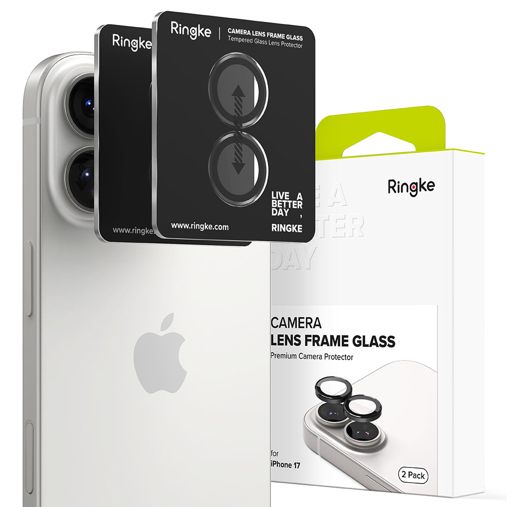 Ochranná fólie Ringke na zadní kameru pro Apple iPhone 17, Tvrzené sklo, Černá