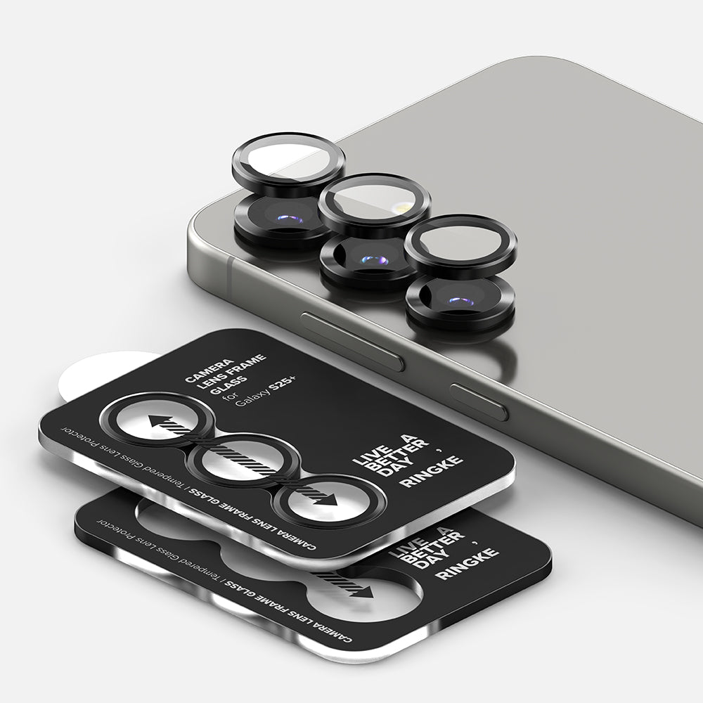Ochranná fólie Ringke na zadní kameru pro Samsung Galaxy S25 S931, Tvrzené sklo, Černá