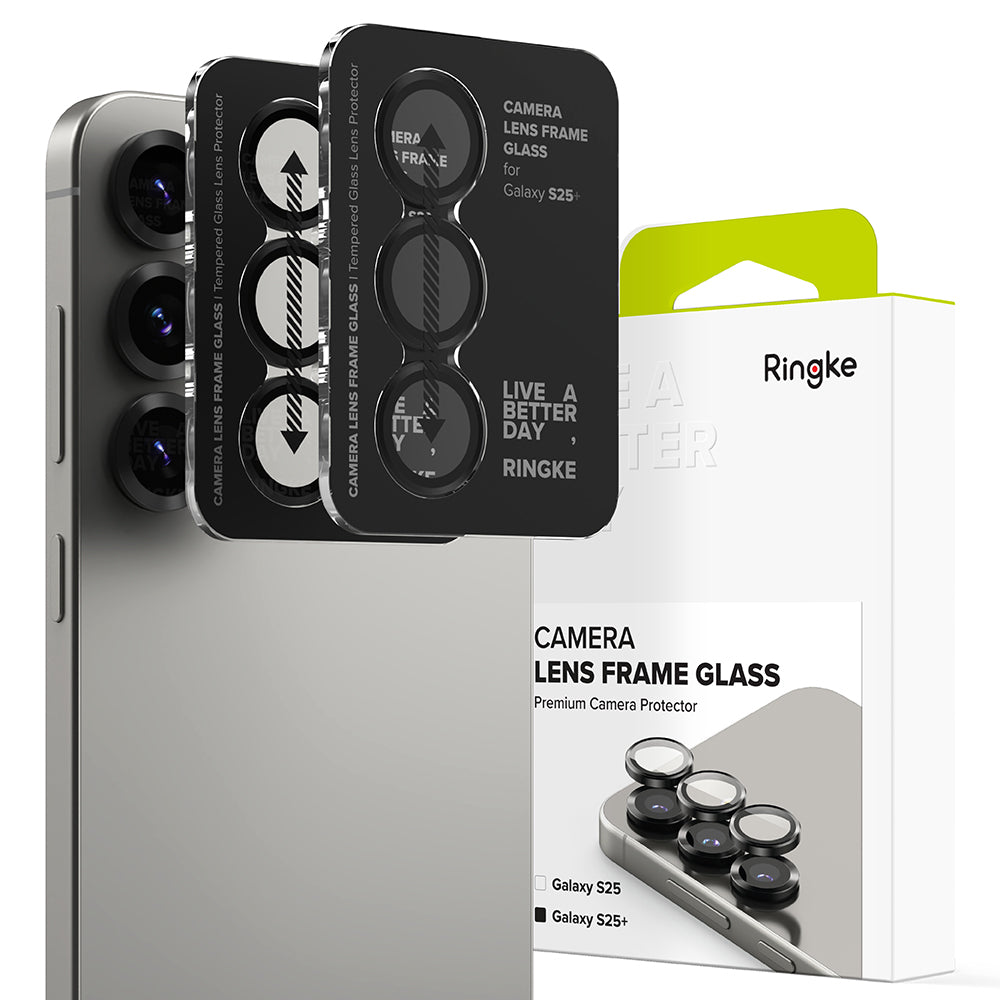 Ochranná fólie Ringke na zadní kameru pro Samsung Galaxy S25 S931, Tvrzené sklo, Černá