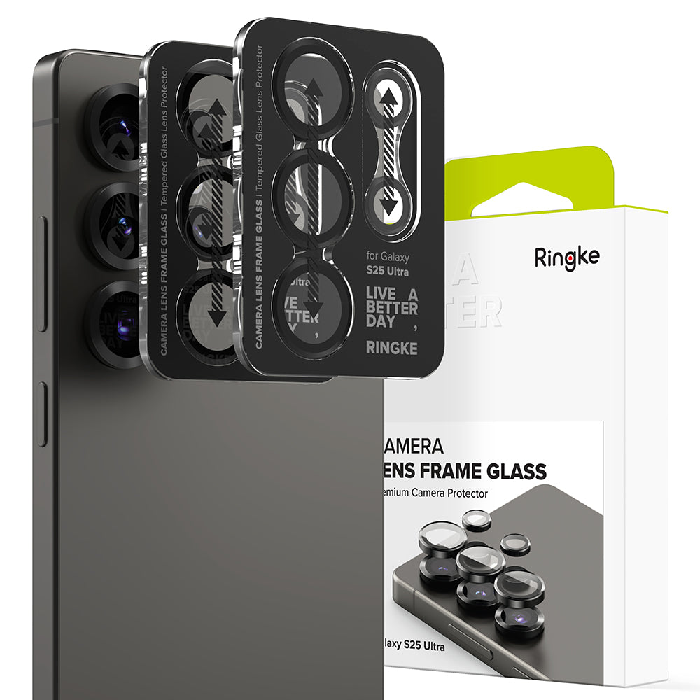 Ochranná fólie Ringke na zadní kameru pro Samsung Galaxy S25 Ultra S938, Tvrzené sklo, Černá