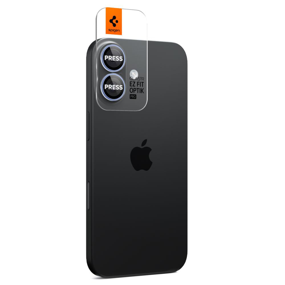 Ochranná fólie na zadní kameru Spigen GlastR EZ FIT Optik Pro pro Apple iPhone 17 / 16 Plus / 16, tvrzené sklo, sada 2 kusy, modrá